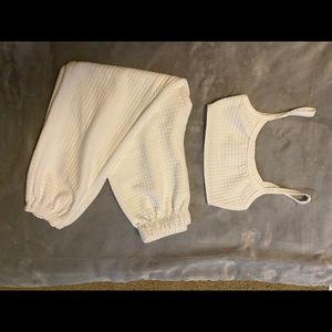White crop top/jogger set